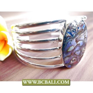 Abalone Shell Cuff Silver Alpaca